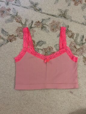 OUT FROM UNDER Pink Lace-Trim Ribbed Bralette - Women